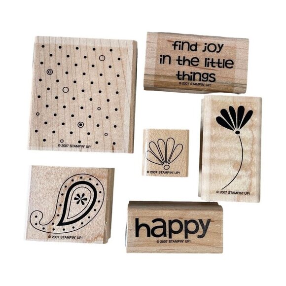 Stampin Up! Polka Dots and Paisley Wooden Rubber Stamp Set - Picture 1 of 3
